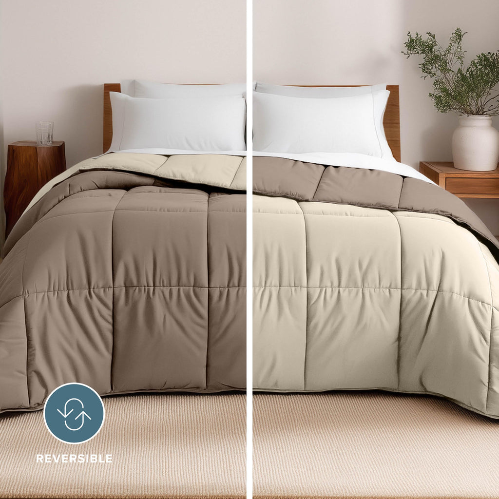 Comforter - Reversible Colors - Goose Down Alternative - Ultra-Soft - Premium 1800 Series - All
