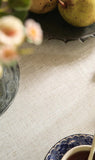 Designer Vintage Small Blue Rectangle Table Cloth,Linen Leaves Pattern Floral Tablecloth,Farmhouse F