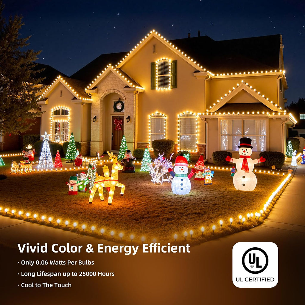 C9 Christmas Lights Outdoor 2 Pack, Total 162ft 200LED Warm White