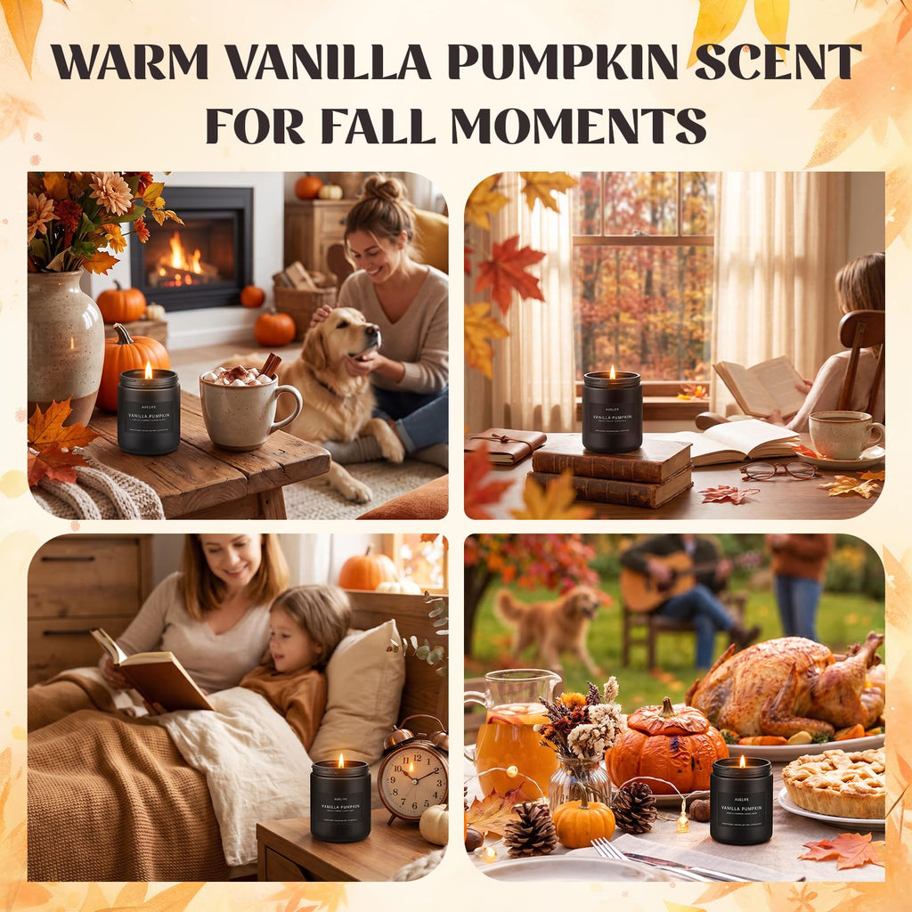 Fall Candle, Vanilla Pumpkin Scented, Soy Wax