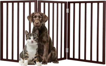Pet Gate, 3 Panel Freestanding Dog Gate Indoor, Brown, 54"x23.75"