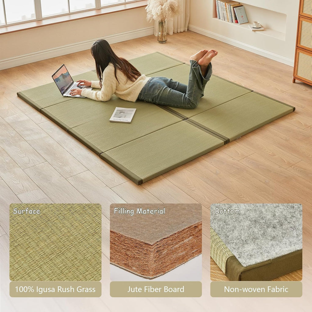 Japanese Tatami Mat, Folding Rush Grass Floor Mattress