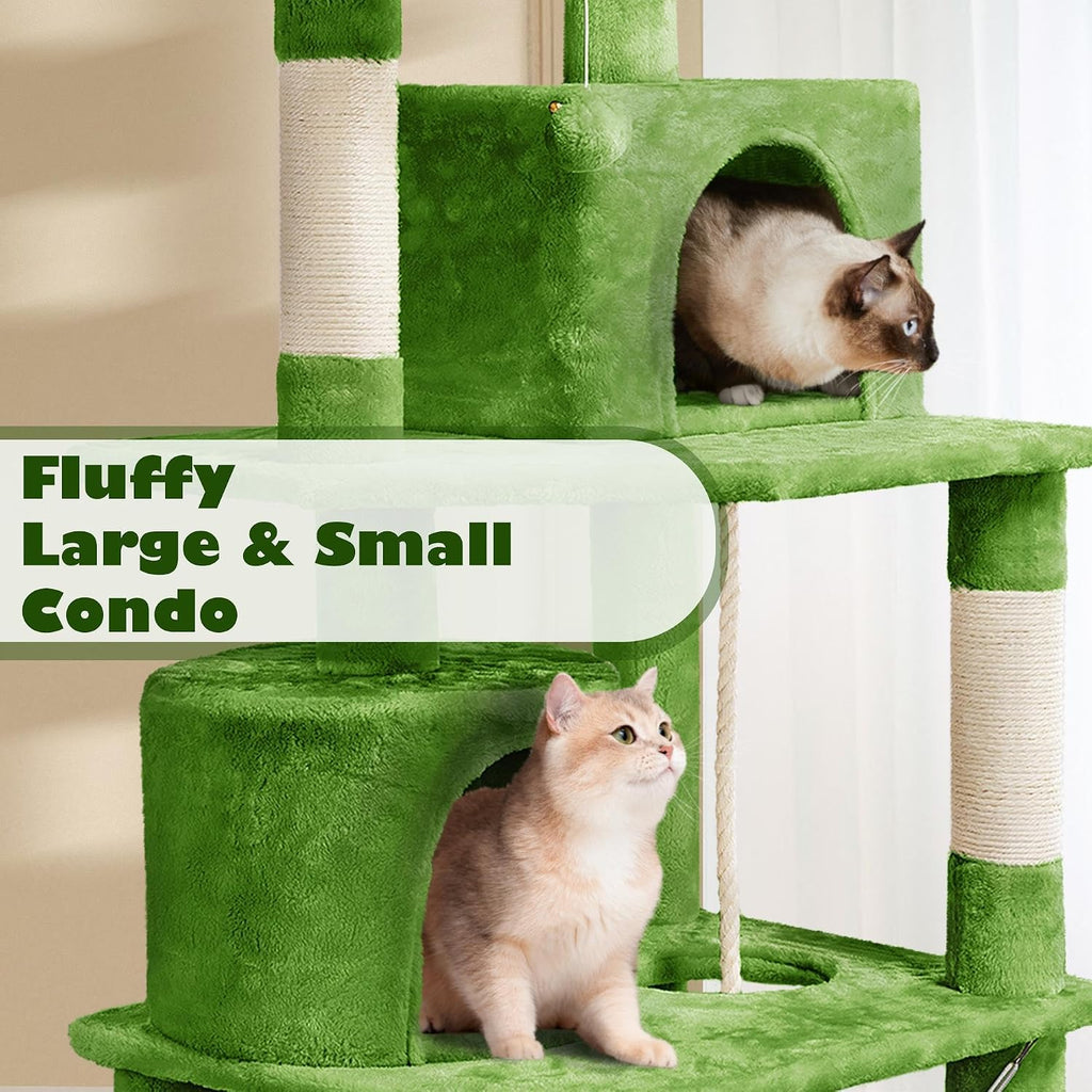 62.5inches Cat Tree Cat Tower Kitten Condo with Platform & Hammock, Scratching Posts for Kittens Pet Play House