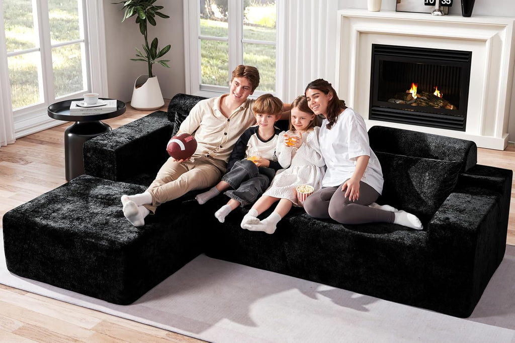 Homguava Modular Sectional Couches for Living Room,105" Cloud Couch with L-Shape Chaise,Comfy Sofa Living Room Couch