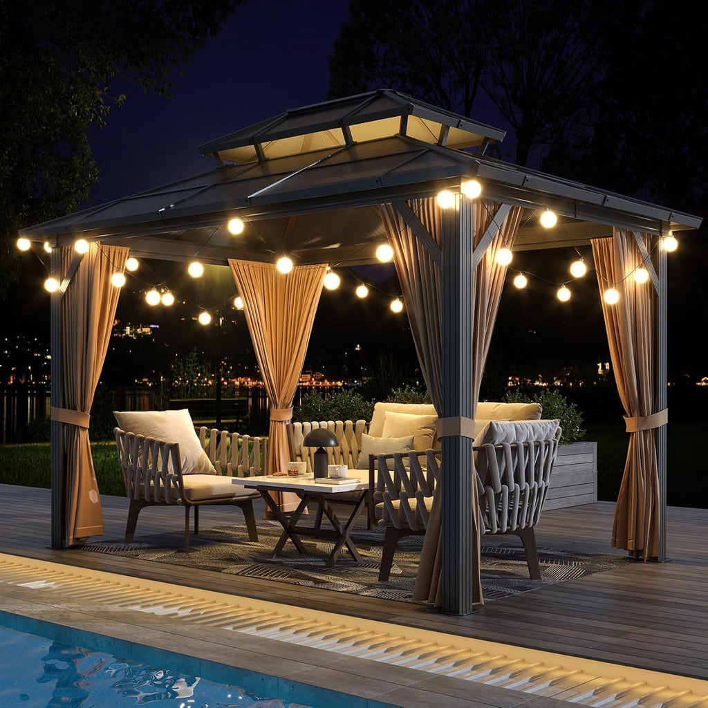 12'x10' Hardtop Gazebo, Heavy Duty Aluminum Permanent Hardto - Image 7