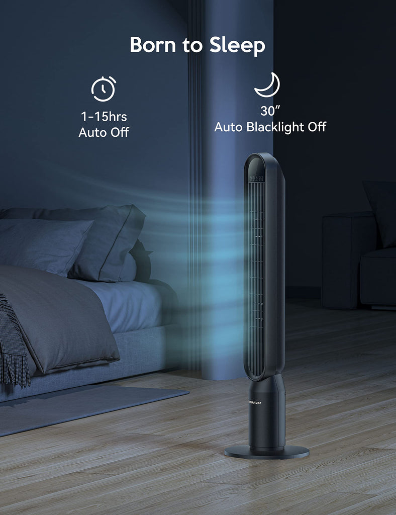 Tower Fan , 42" Quiet Floor Fan with 135° Vertical 90°Oscillation, 4 Modes, 4 Speeds, 15H Timers Standing bladeless