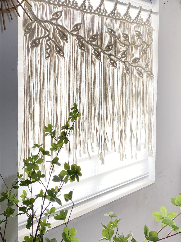 Macrame Wall Hanging Woven Tapestry Bedroom Curtain Leaf Shape Living Room Curtains Wall Decor