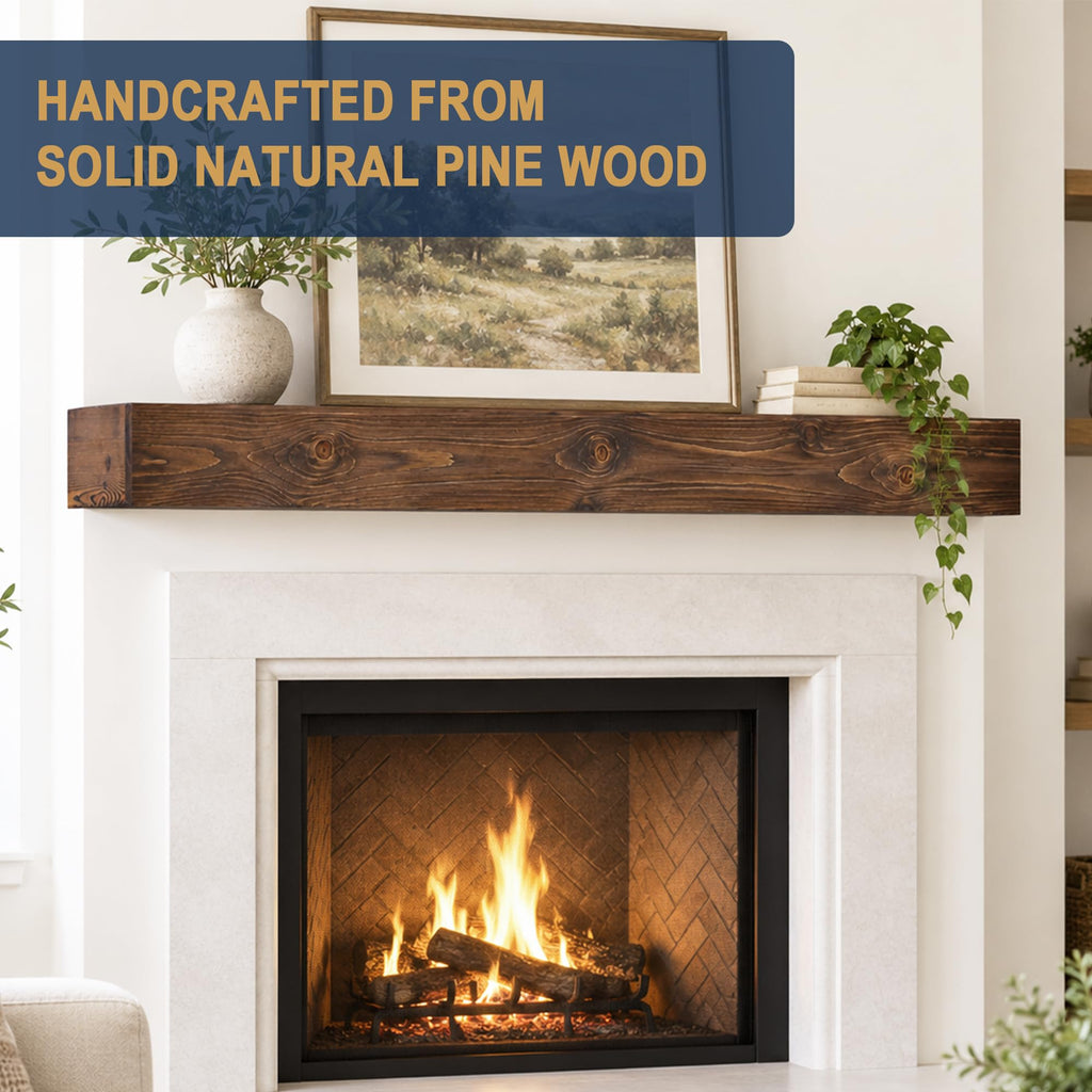 72'' Fireplace Mantel 72 inch Floating Shelf Wood Mantle for Fireplace