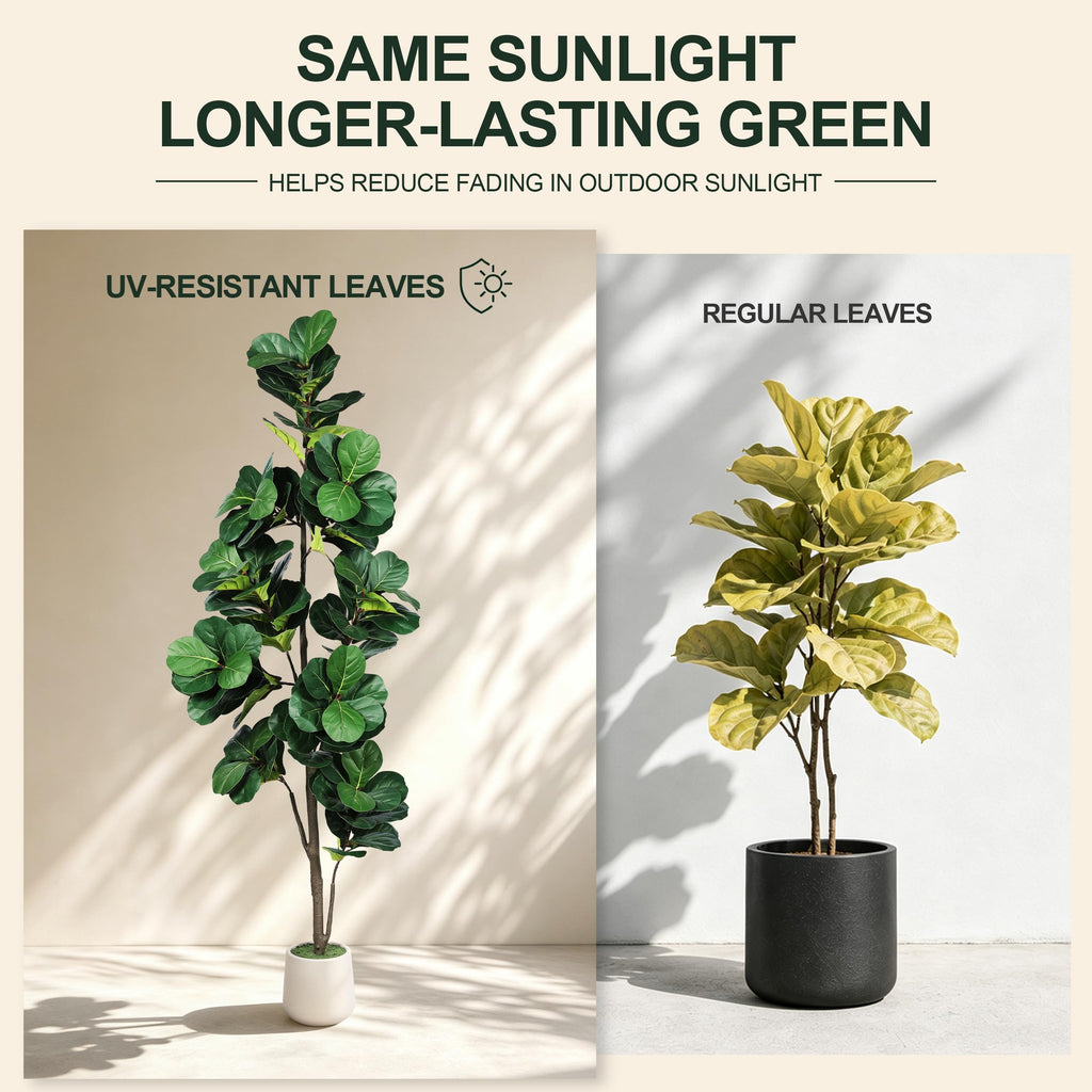 Artificial Fiddle Leaf Fig Tree 7ft with White Exquisite Planter