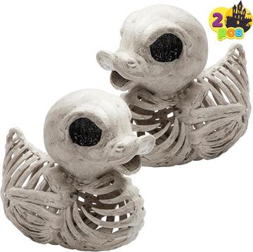 4.5" Duck Skeleton Plastic Bones Halloween Decorations for Spooky Animal Courtyard Halloween Graveyard Decor - Set of 2