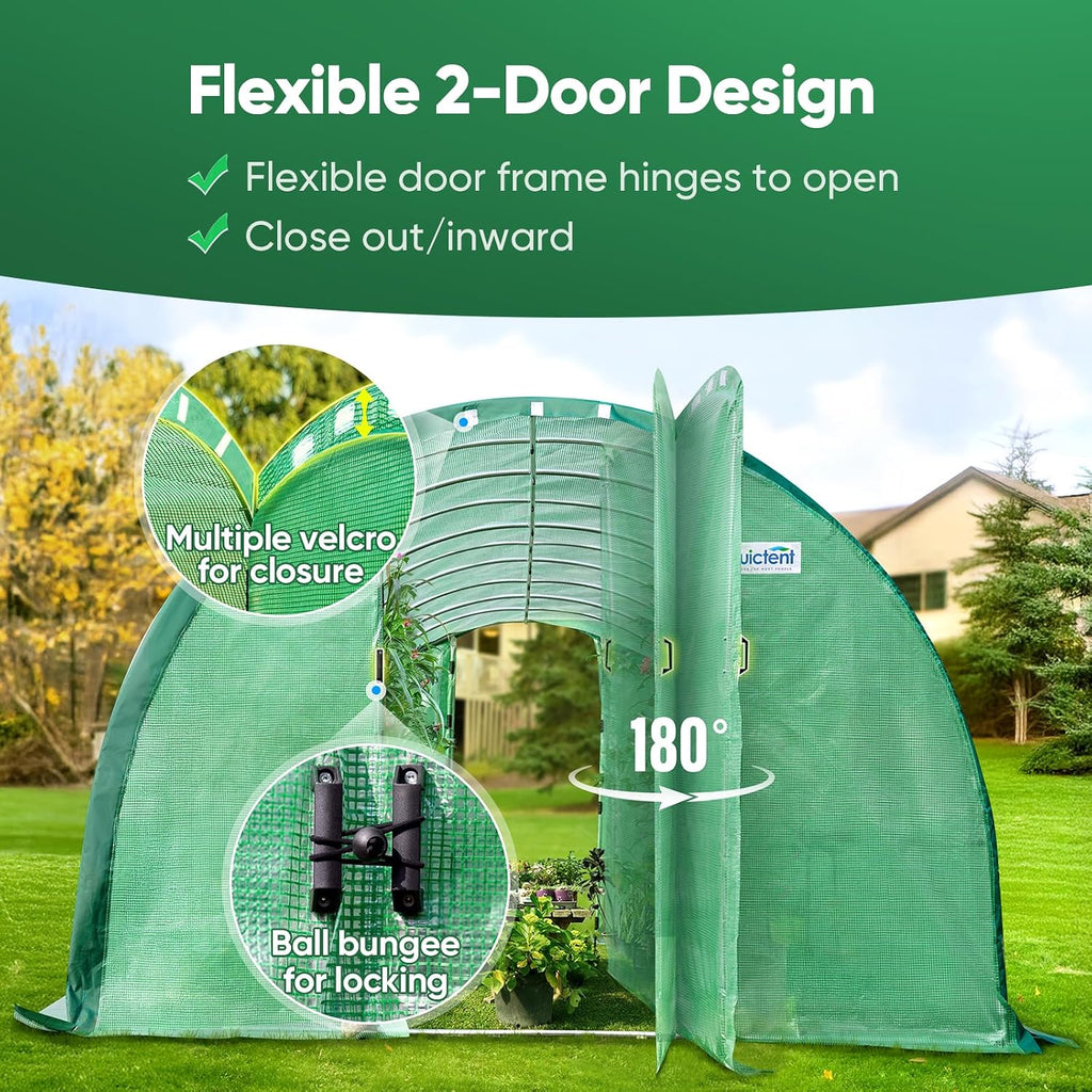 25x10x6.6 FT Premium Greenhouse for Outdoors with 2 Door Frames | Reinforced Top Structure & Cover, Large Heavy Duty