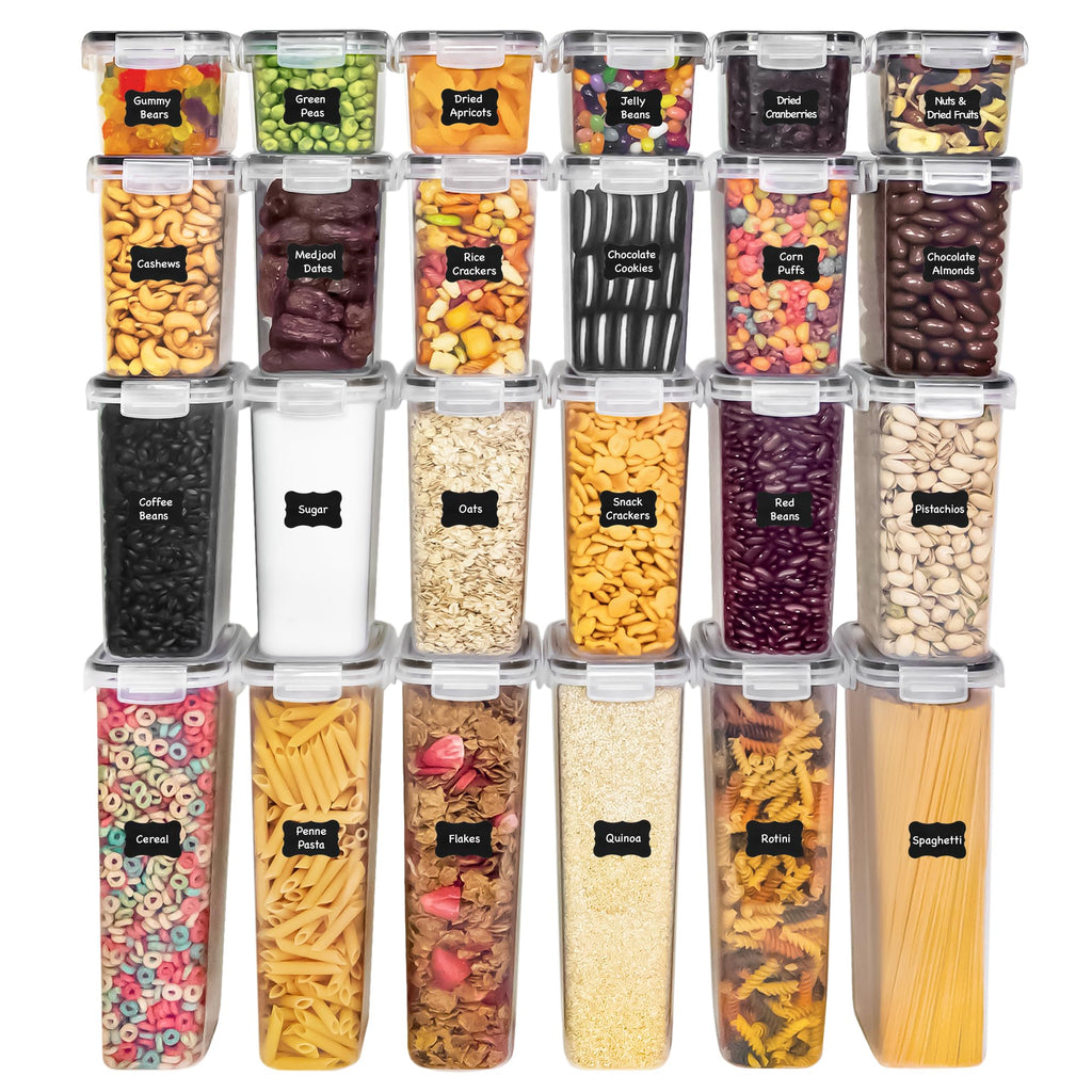 Kitchen Storage Containers with Lids, 48 PCS Airtight Food Storage Containers, Plastic Kitchen Containers, Pantry