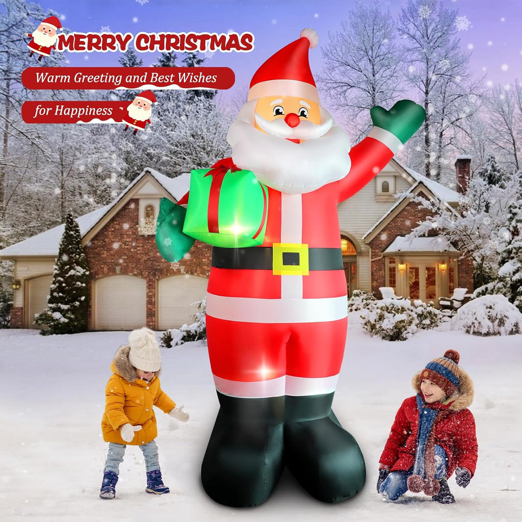 10 FT Christmas Inflatable Santa Claus Outdoor Decoration with Gift Box