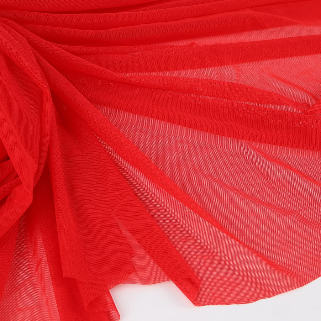 Superfine 4-Way Stretch Net Fabric Nylon Spandex Power Mesh Lightweight Sheer 60" Wide, a Continuous 5 Yards (Vivid