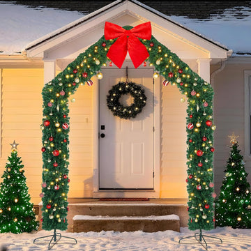 8FT Christmas Archway, Lighted Outdoor Holiday Arch Decoration