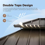 12 X 14ft Hardtop Gazebo with Nettings and Curtains, Heavy Duty Double Roof Galvanized Steel