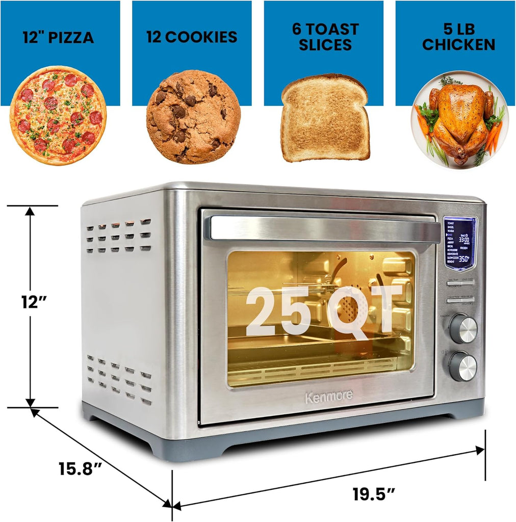 Digital 11-In-1 Air Fryer Toaster Oven Combo 26 Qt Convection Rotisserie Dehydrator Bake Broil 1800 Watts