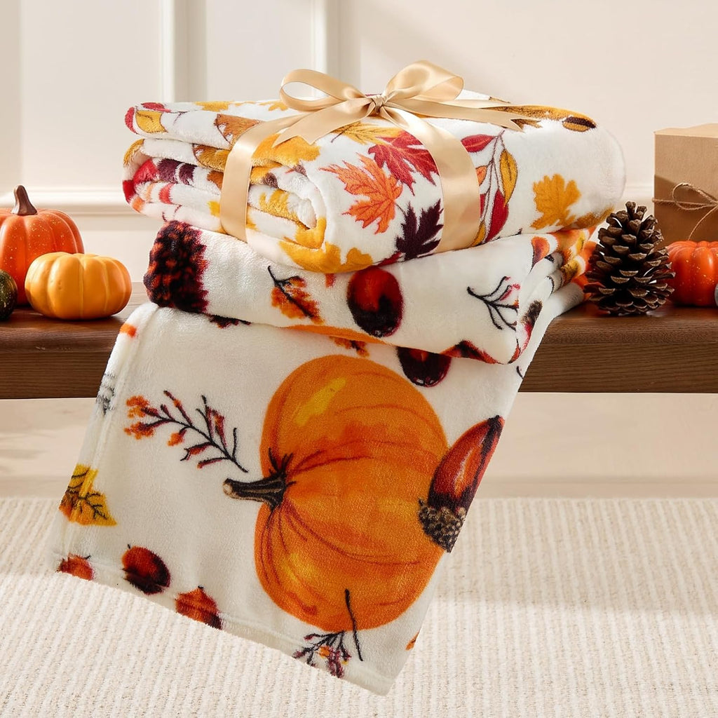 Fleece Blanket Soft Fall Throw for Couch Autumn Leaves 50"x60"