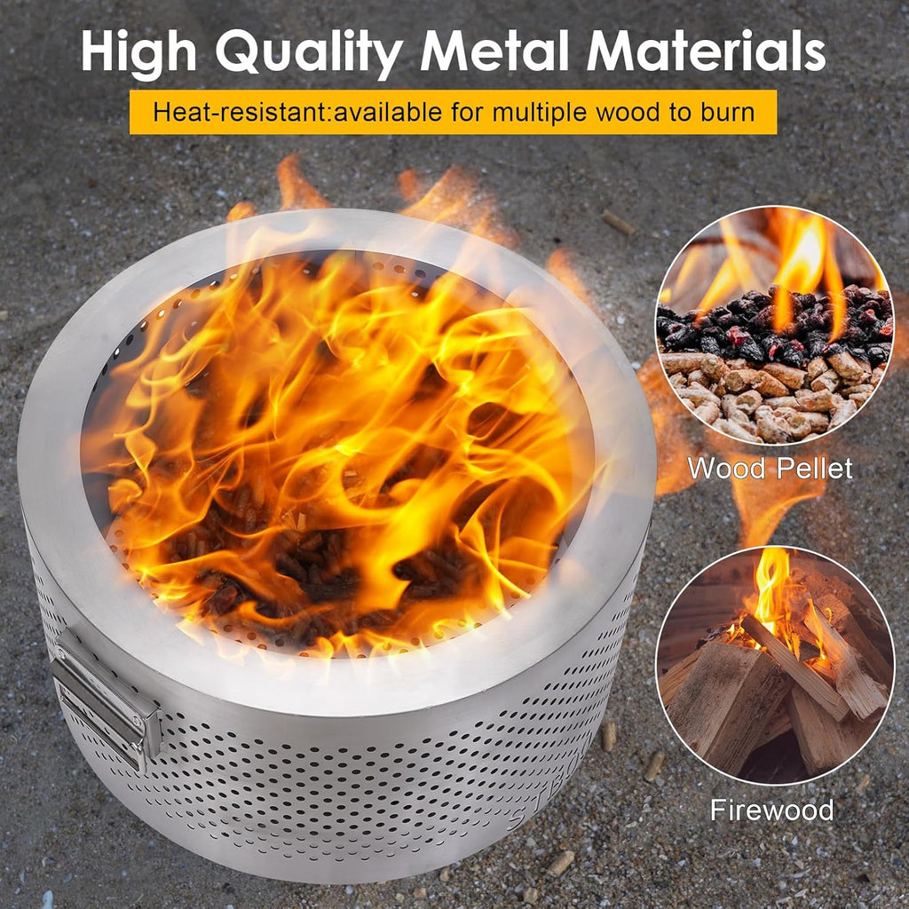 20Inch Large Firepit - Fire Pits for Outside with Portable Carrying Storage