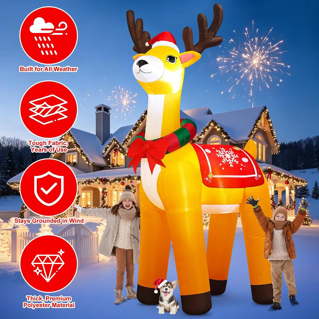10 FT Giant Christmas Inflatables Reindeer Outdoor Decorations