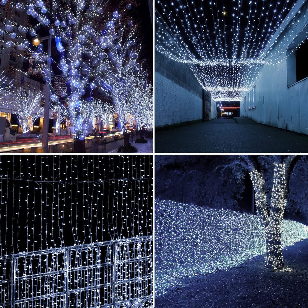 82ft 1000 LED Cluster Christmas String Lights - 8 Modes Christmas Tree Lights - Outdoor Waterproof Dark Green Wire