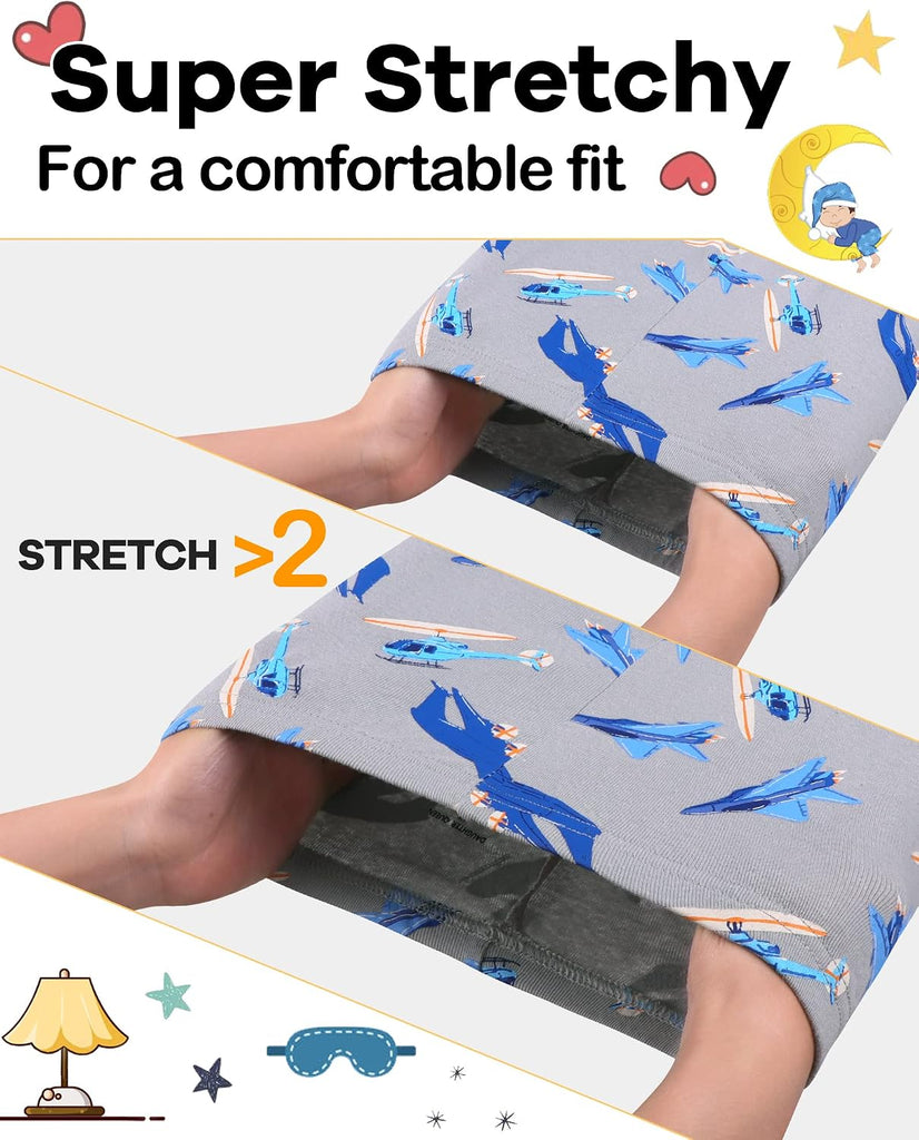 Boys Pajamas 4 Pieces Long Set 100% Cotton Sleepwear Months