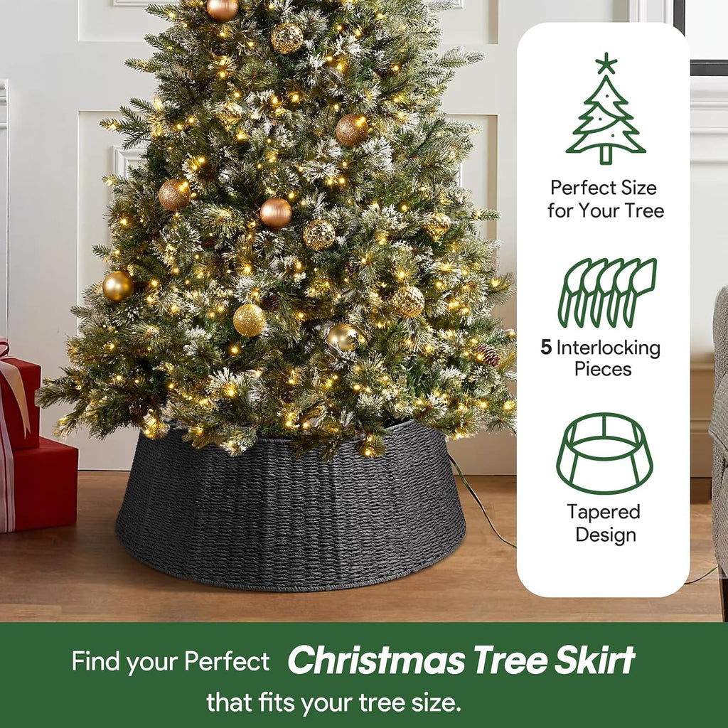 Christmas Tree Collar- 26",Christmas Tree Base Christmas Basket Collar ,for Covering Tree Stand (Black, 26 in)