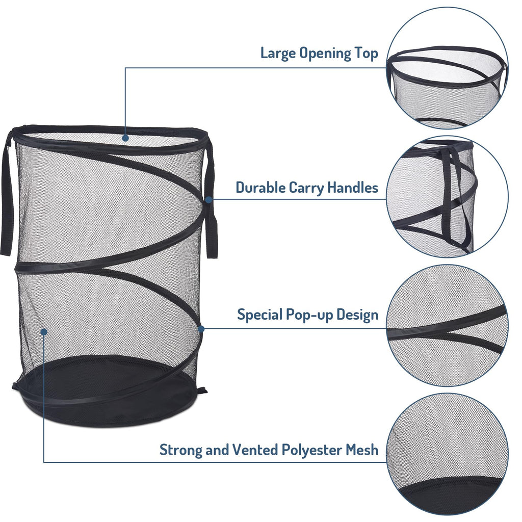 Mesh Popup Laundry Hamper 115L Foldable Laundry Basket Extra Large Capacity Collapsible Clothing Storage Basket with