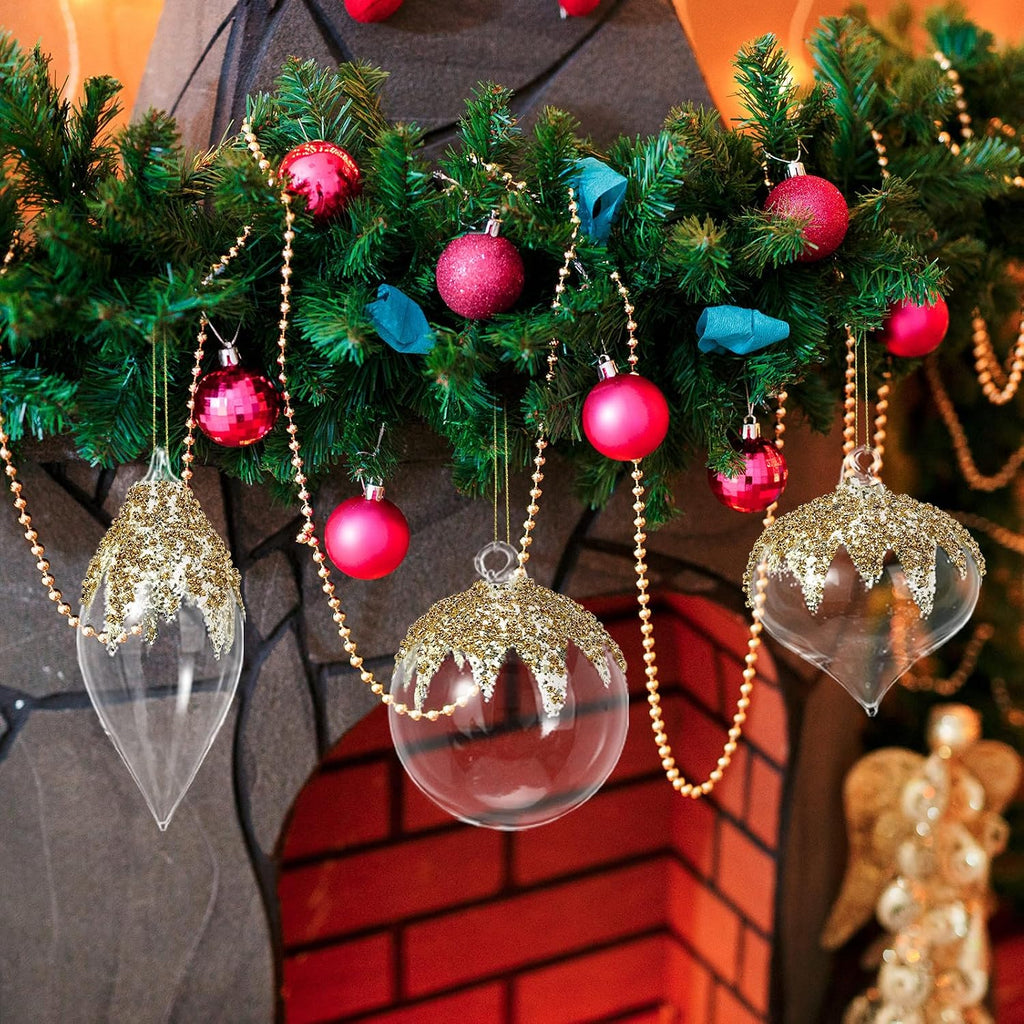 12 Pcs Clear Christmas Glass Ball Ornament Xmas Hanging Decoration