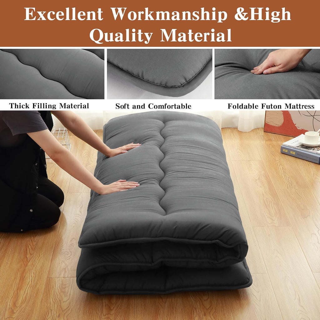 Japanese Floor Mattress, 4'' Thick Foldable Futon Mattress