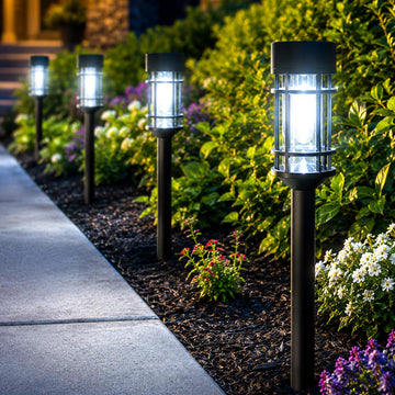 12 Pack Solar Lights Outdoor Pathway, Metal & Glass 21" Large Solar Pathway Lights, Solar Powered Garden Lights for
