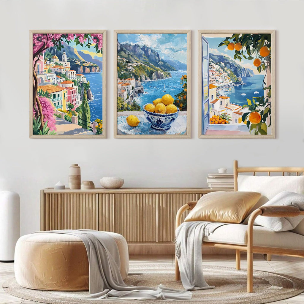 Italy Amalfi Coast Wall Art Posters Italian Travel City Canvas Wall Decor Italy Beach Landscape Art Pictures Vintage