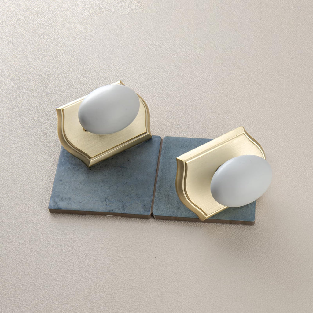 Gold Oval Door Knobs Interior with Lock for Privacy