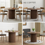 Round Dining Table, 41.7" Modern Wood Kitchen Table for 4, Pedestal Circle Dining Tables, Fluted Dining Table for