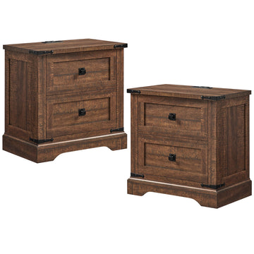 24" Farmhouse Nightstand Set of 2, Reclaimed Barnwood