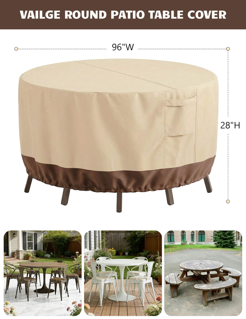 Patio Outdoor Furniture Covers Waterproof, Round Outdoor Table Cover
