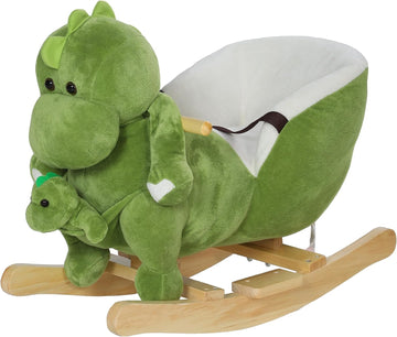 Baby Rocking Horse Plush Dinosaur Animal Rocker Seat Belt 18 Green