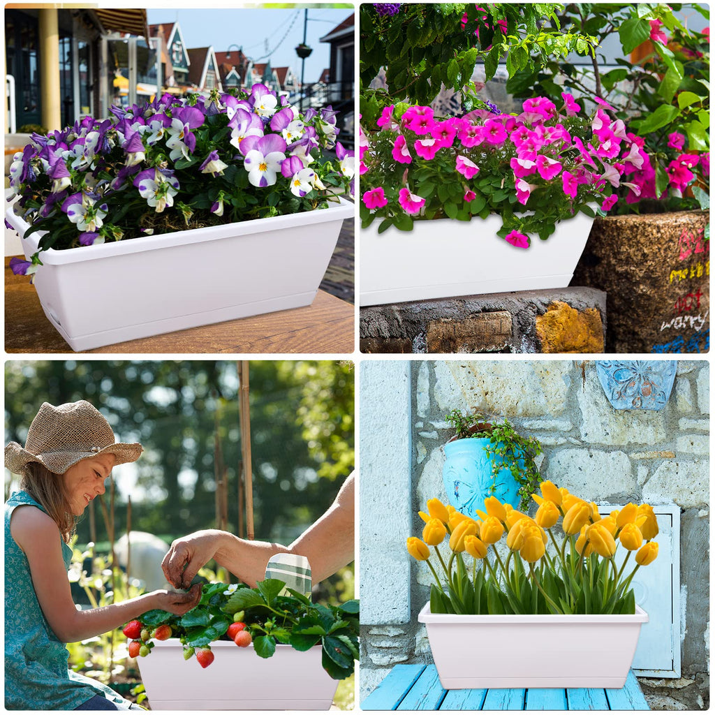 Window Box Planter, 7Pack Plastic Vegetable Flower Planters Boxes