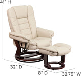 Modern Reclining Swivel Lounge Chair and Ottoman — Beige