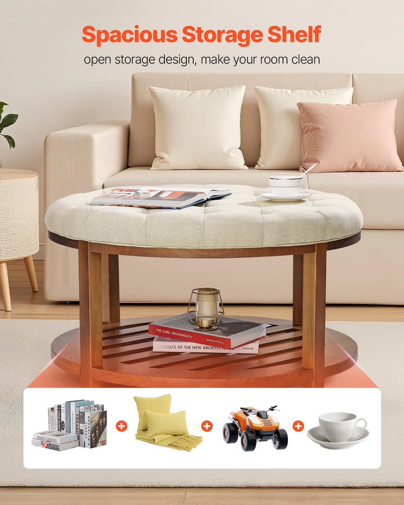 Large Round Ottoman Coffee Table, Ottoman Living Room