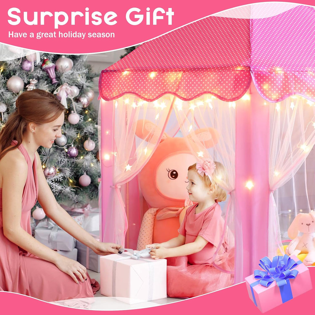 Princess Tent Girls Large Playhouse Kids Castle Play Tent with Star Lights Toy for Children Indoor and Outdoor Games