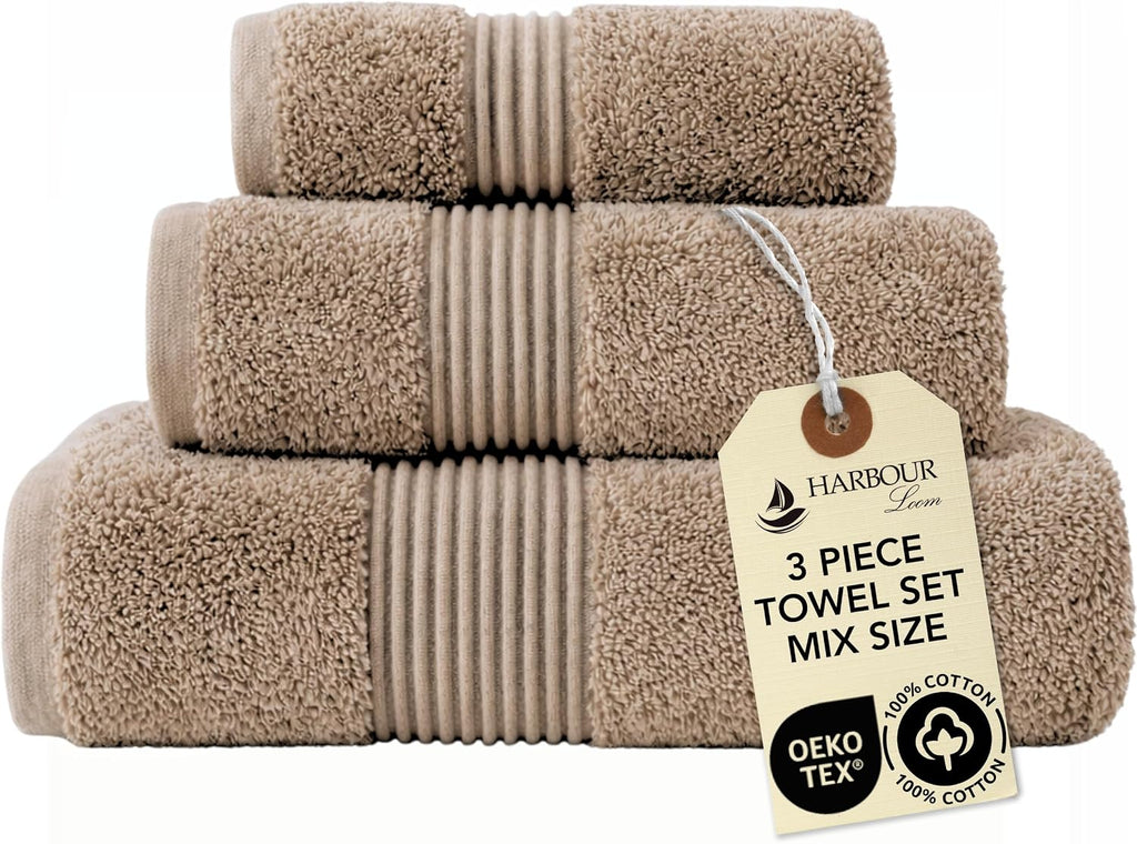 Boulevard Series 3-Piece Mix Size Luxury Bathroom Towel Set - Includes Bath Towel, Hand Towel & Washcloth, Soft 600