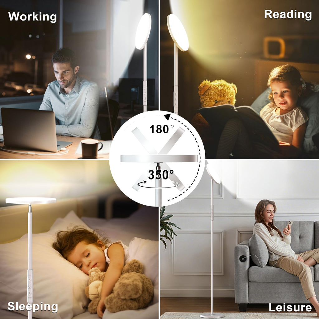 Super Bright Floor Lamp, Stepless Dimmable LED Standing Lamp with Remote and Touch Control, 69" Tall Torchiere