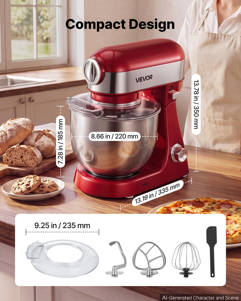 5.3 Qt Tilt Head Stand Mixer 400W Metal Electric Dough Mixer