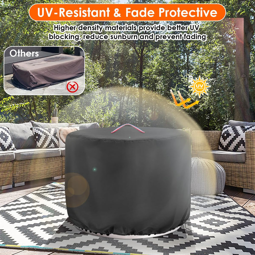 Fire Pit Cover Round 47in 600D Waterproof for Wood Burning