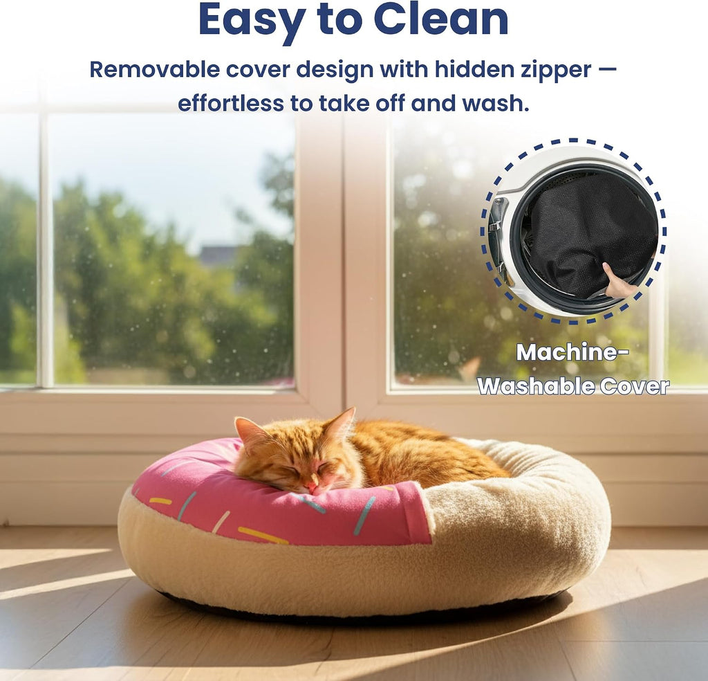 Orthopedic Memory Foam Donut-Themed Plush Bolster Cat & Dog Bed