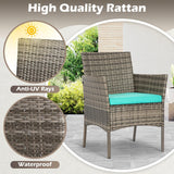 Patio Conversation Set 4 Pieces Outdoor Furniture Set Wicker with Rattan Chair Loveseats Coffee Table for Outdoor Indoor Garden Backyard Porch Poolside Balcony,Gray Wicker/Blue Cushions A106-B0BMP92X8B