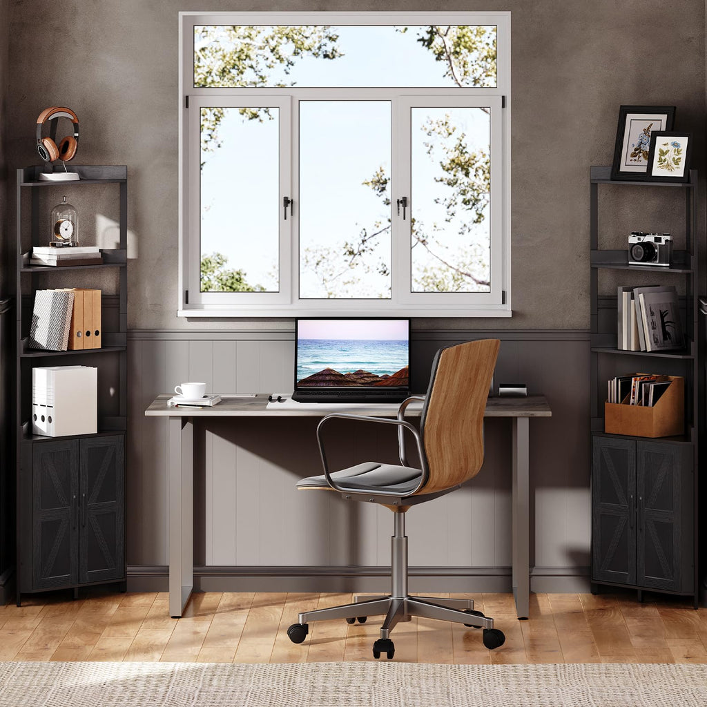 Corner Shelf with Storage, Tall Corner Storage Cabinet, 5-Tier Corner Bookshelf with Protective Fence, Black BB78CJ01