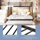 Twin Over Full Bunk Beds with Trundle, Heavy Duty Metal Triple Bunk Bed Frame