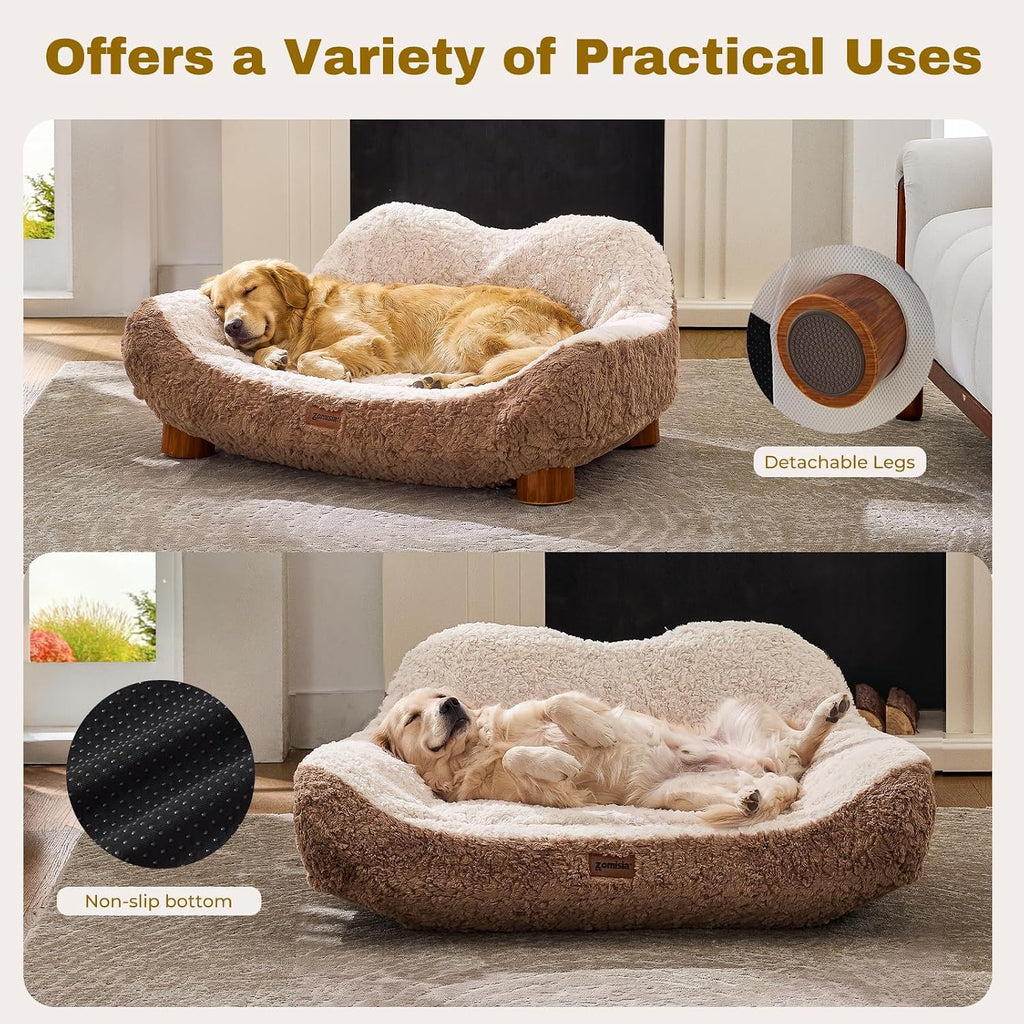 45D Orthopedic Memory Foam Dog Bed Sofa - One-Piece Molded Foam Pet Couch with Non-Slip Bottom, Suitable for Small